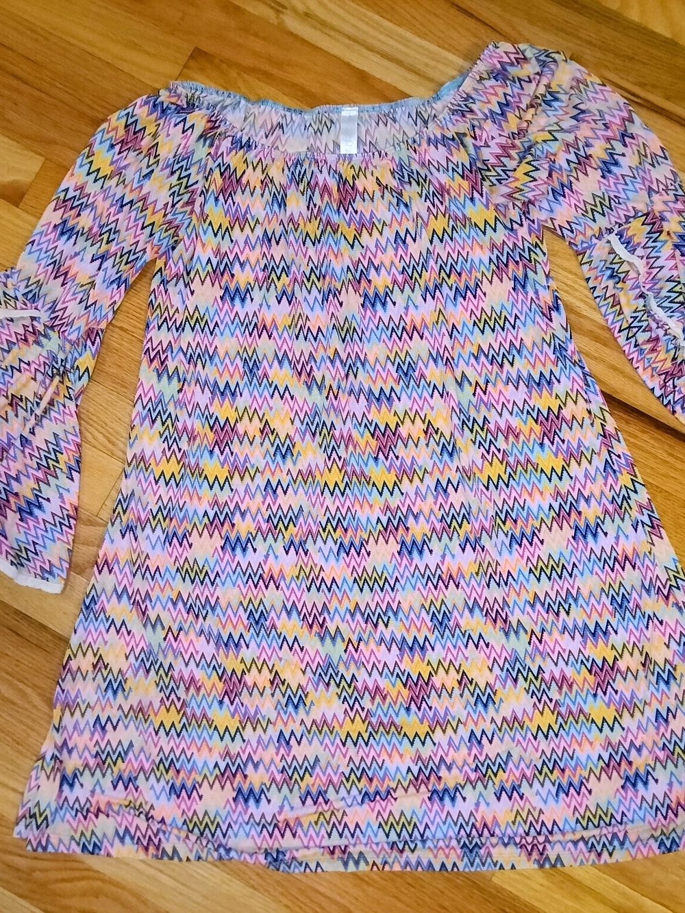 Women's Chevron Midi Dress - Pink Multicolor